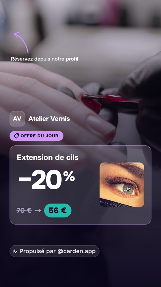 “Offer of the day” story posted by Carden for Atelier Vernis